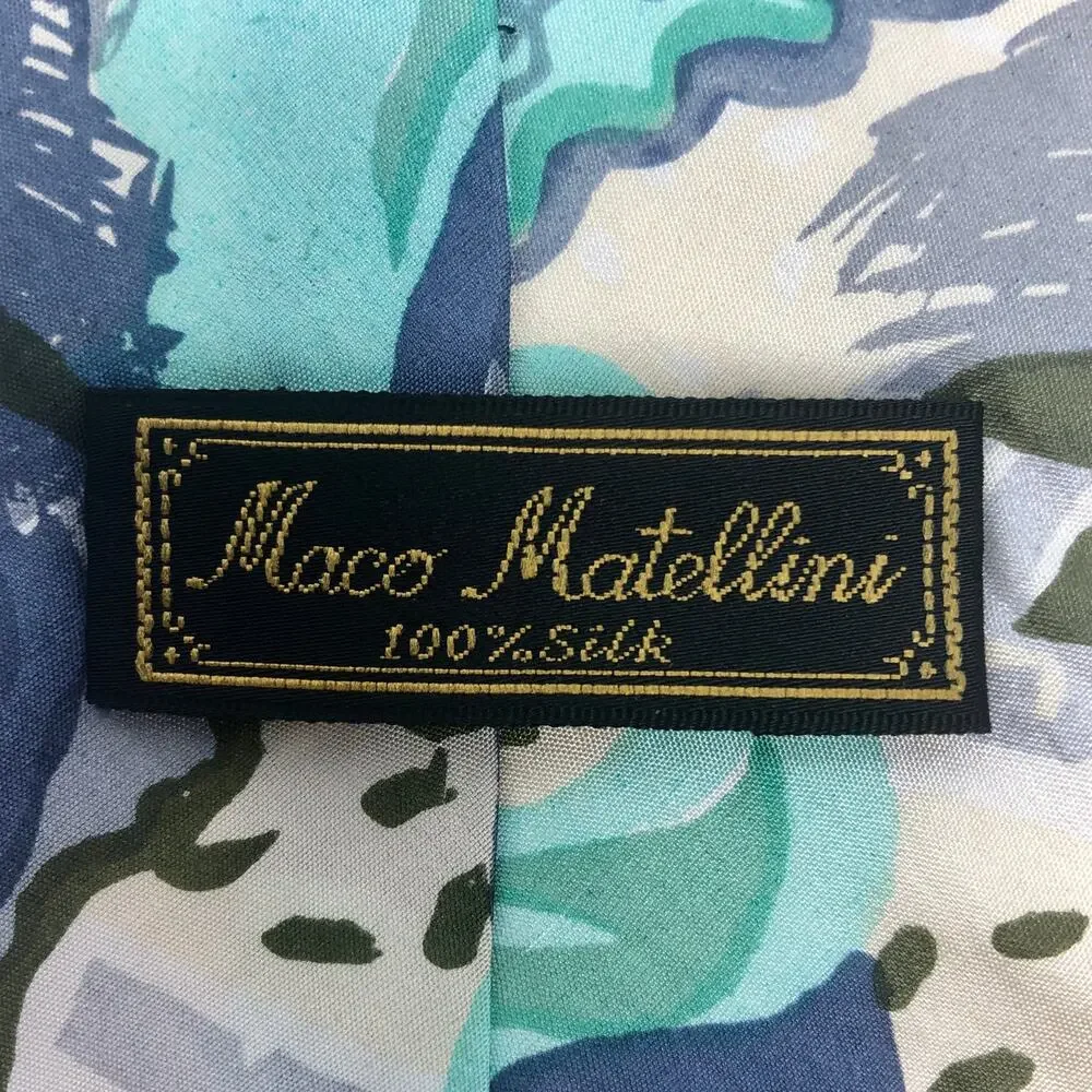 Blue, Green and Cream Abstract Design Tie